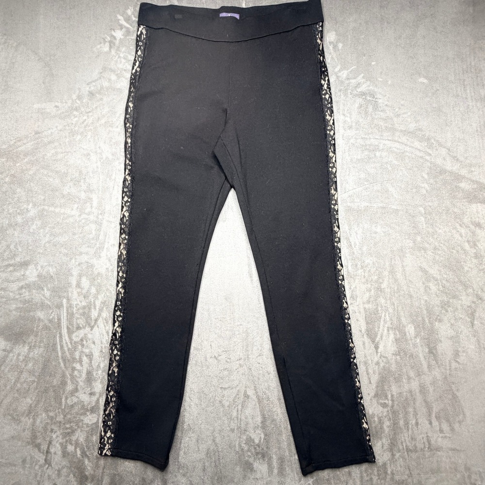 NYDJ Leggings Womens 8 Black Lace Side Stripe Lift Tuck Slimming Stretch Pants